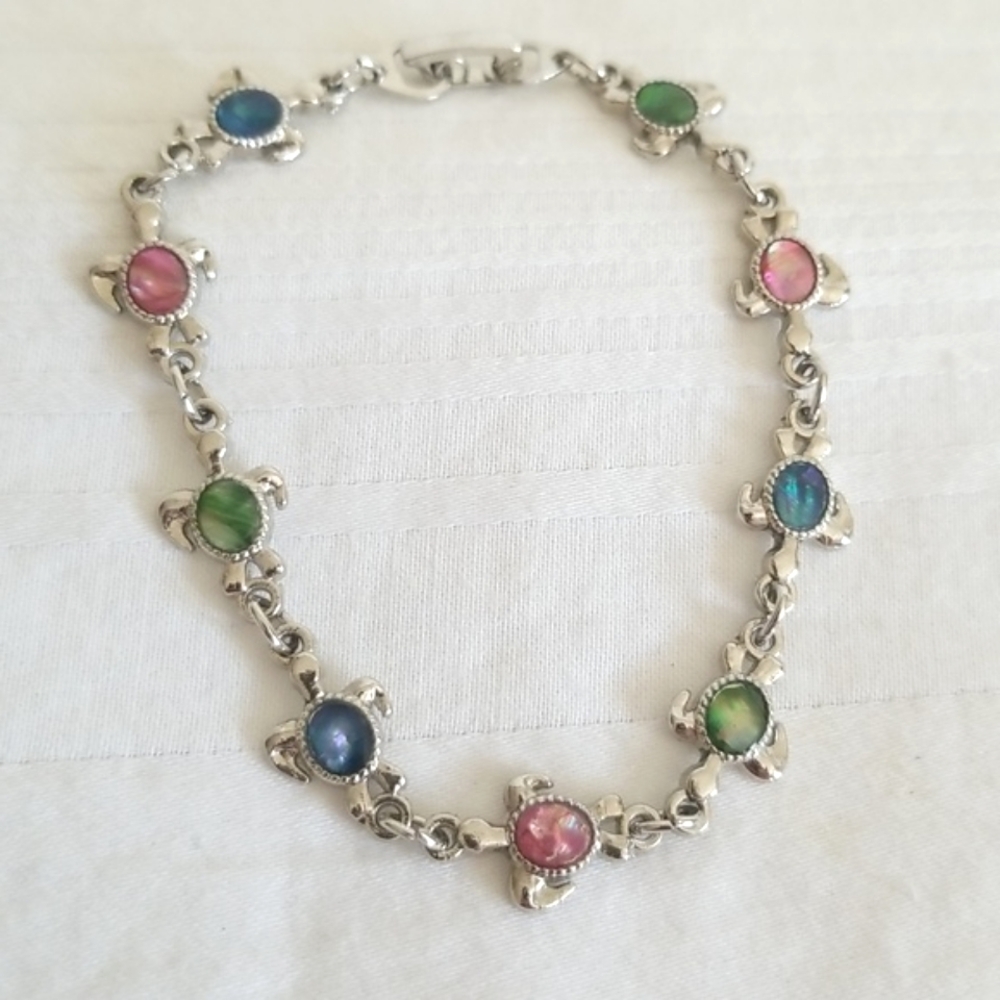 Silver Sea Turtle Abalone Bracelet